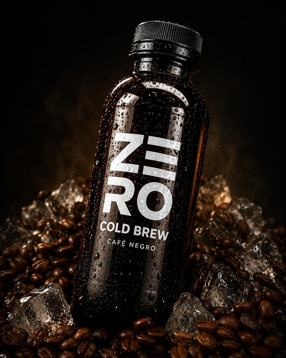 ZERO Cold Brew — café negro en frío, fondo oscuro